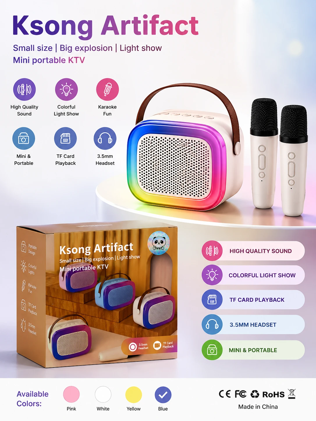 Ksong Artifact Mini Karaoke Speaker with Single Wireless Mic