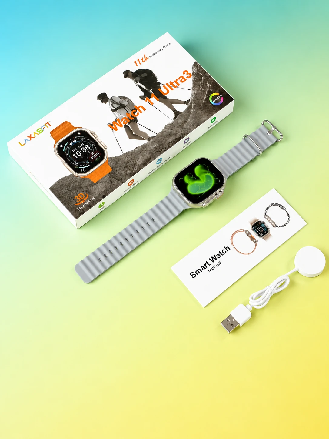 LAXASFIT Watch 11 Ultra 3 AMOLED Smart Watch
